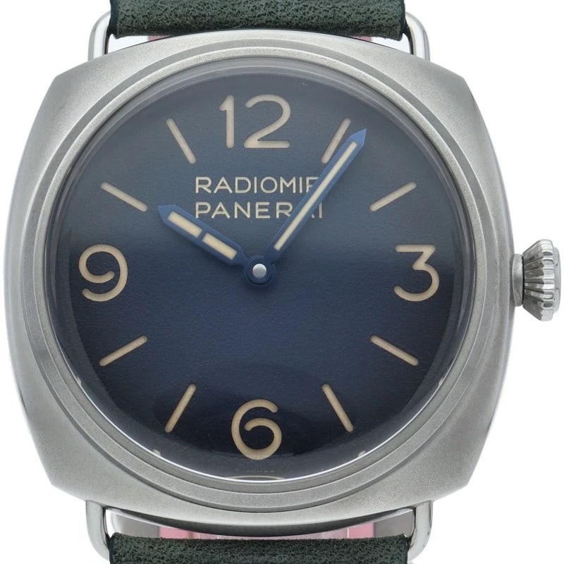 PANERAI RADIOMIR TREGIORNI STAINLESS STEEL / LEATHER WATCH: PANERAI Radiomir Tregiorni Stainless Steel / Leather Watch Brand: PANERAI Type/Style: Wristwatch Material: Band Material leather, Case Material Stainless steel Color: Dial Color blue Size: Case Diamet