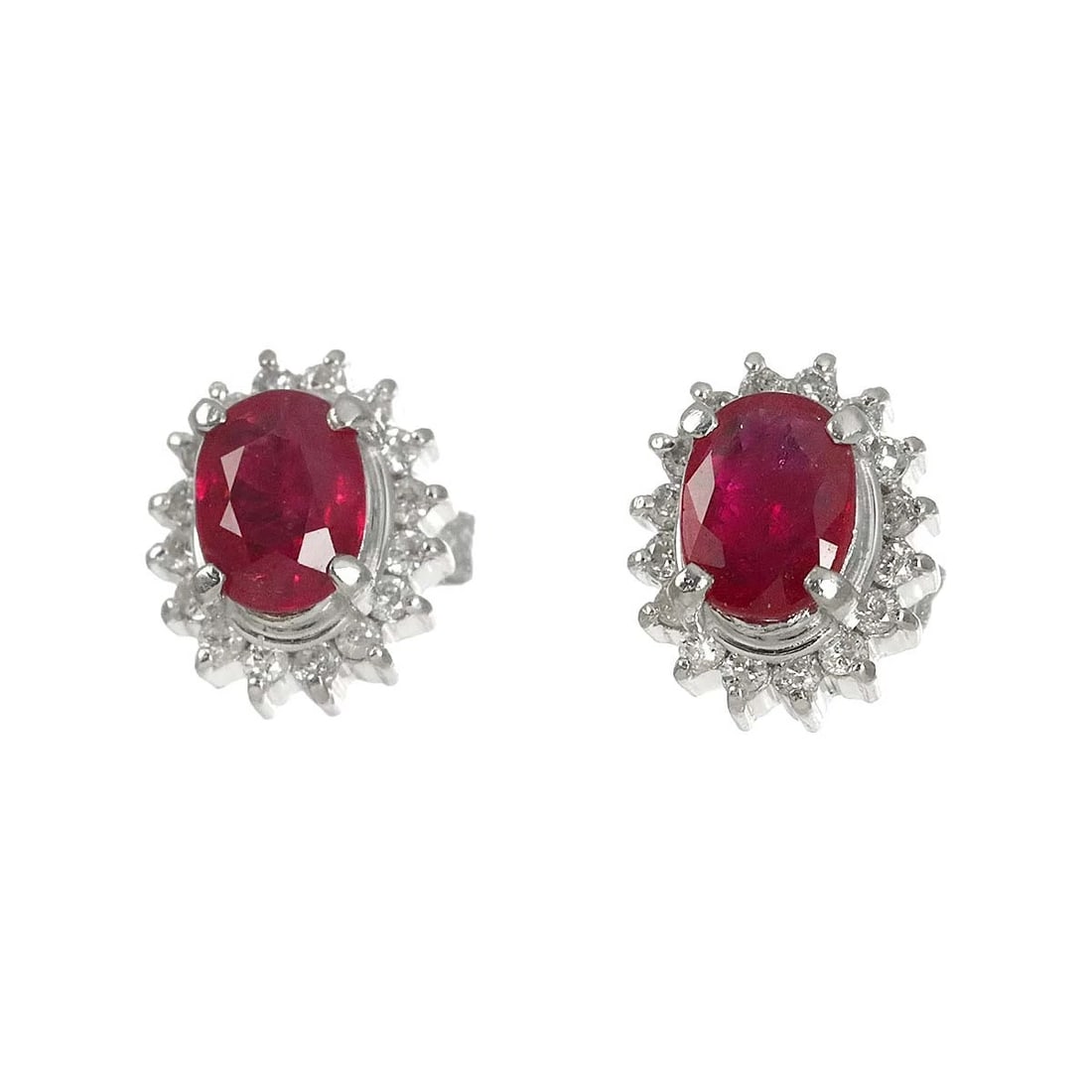 RUBY DIAMOND EARRINGS PIERCED PT - 2