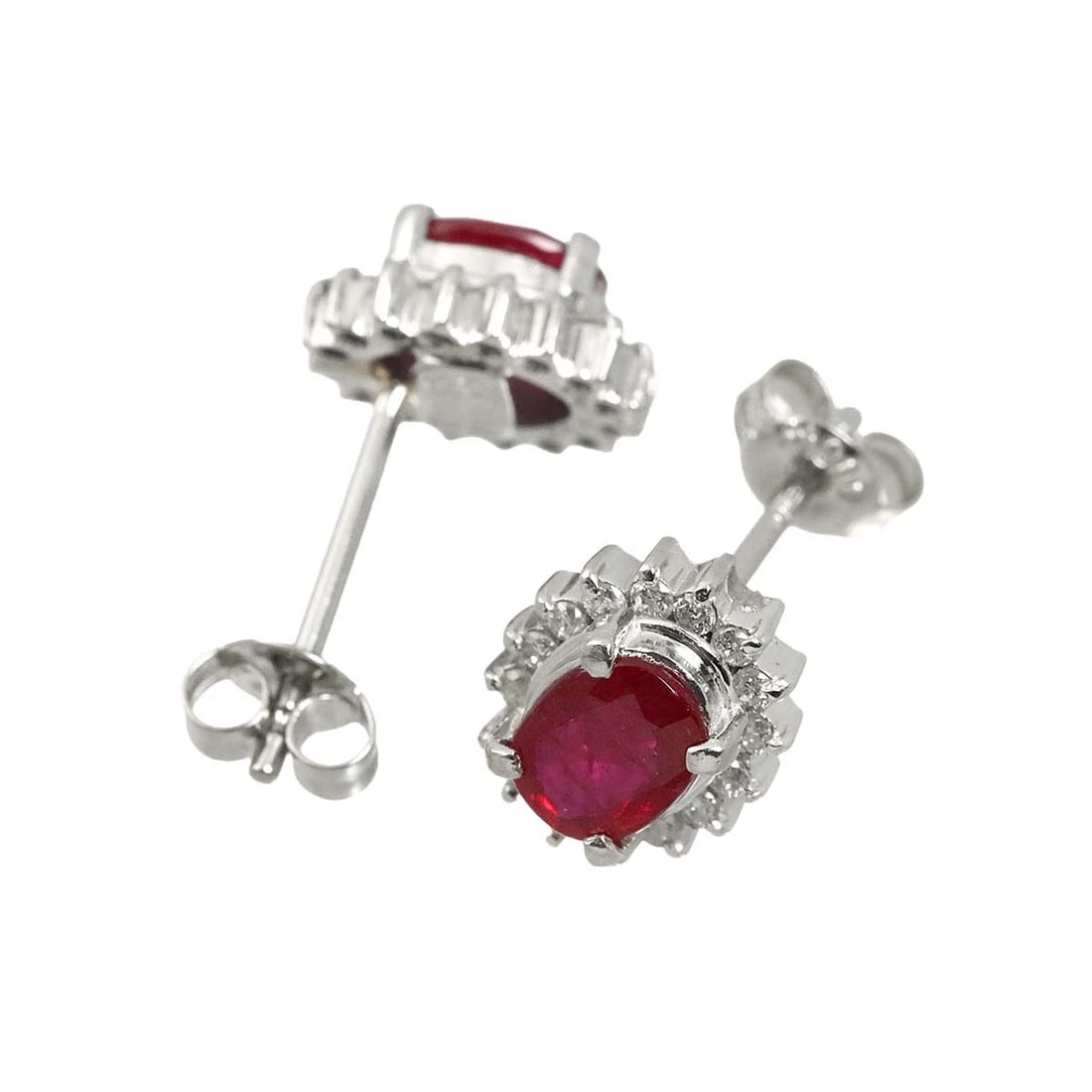RUBY DIAMOND EARRINGS PIERCED PT - 3