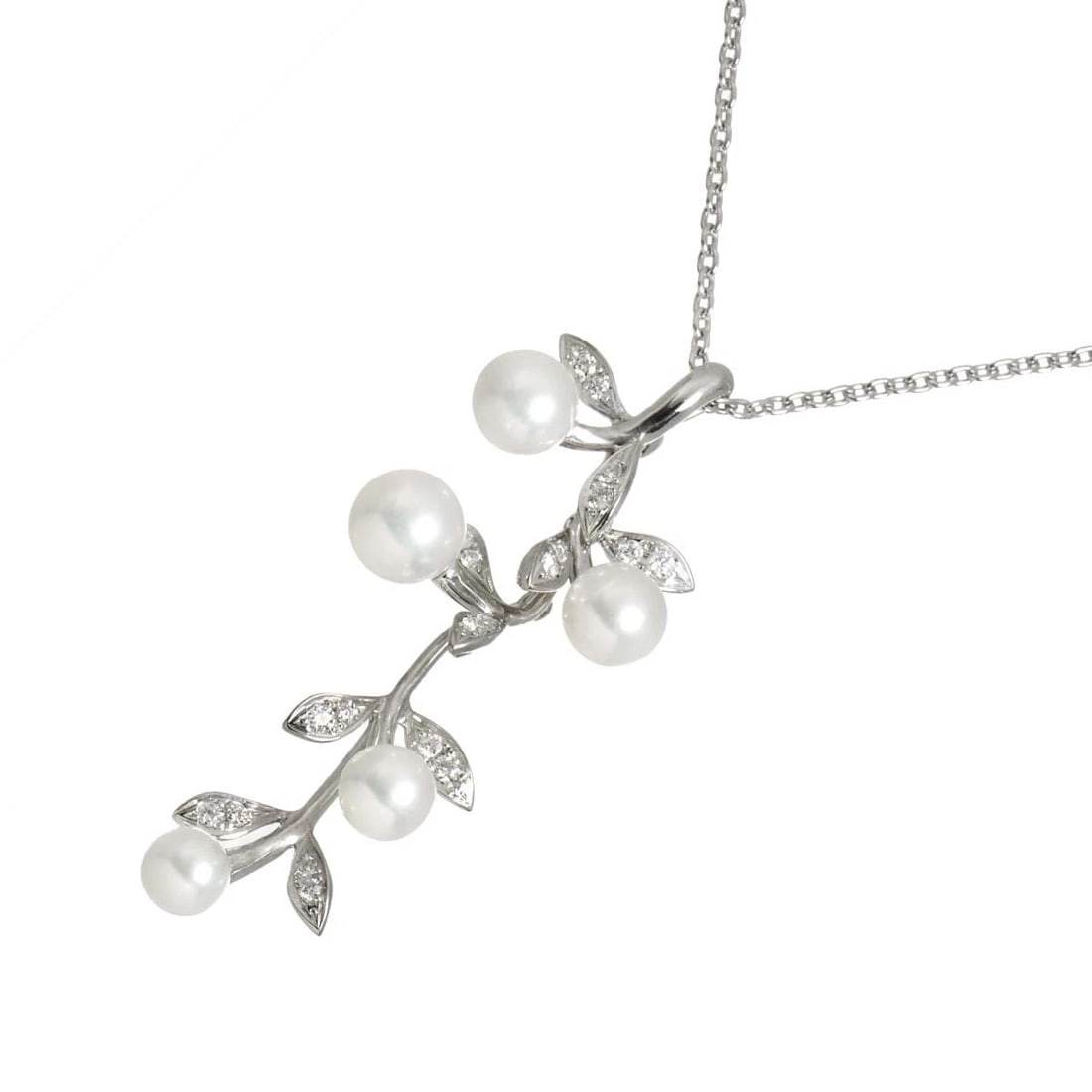MIKIMOTO AKOYA PEARL DIAMOND NECKLACE 18K WG 750: MIKIMOTO Akoya Pearl Diamond Necklace 18K WG 750 Brand: MIKIMOTO Type/Style: Necklace Material: 750 White Gold, Main Stone Akoya Pearl Color: White Gold Size: internal circumference of the