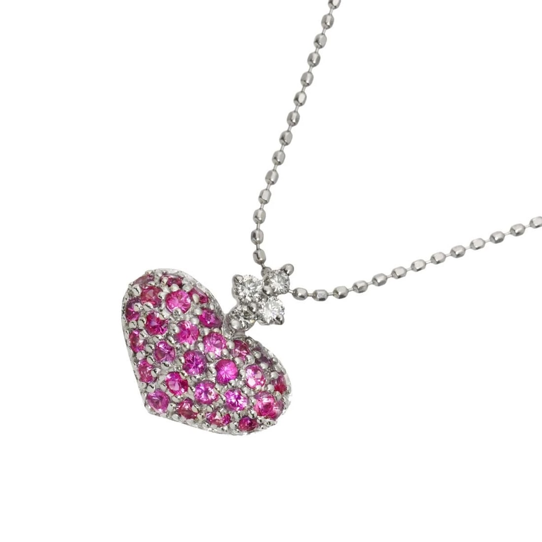 MASUMI KASAHARA SAPPHIRE DIAMOND HEART NECKLACE: Masumi Kasahara Sapphire Diamond Heart Necklace Brand: Masumi Kasahara Type/Style: Necklace Material: 750 White Gold, Main Stone Sapphire Color: White Gold Size: internal circumference of the