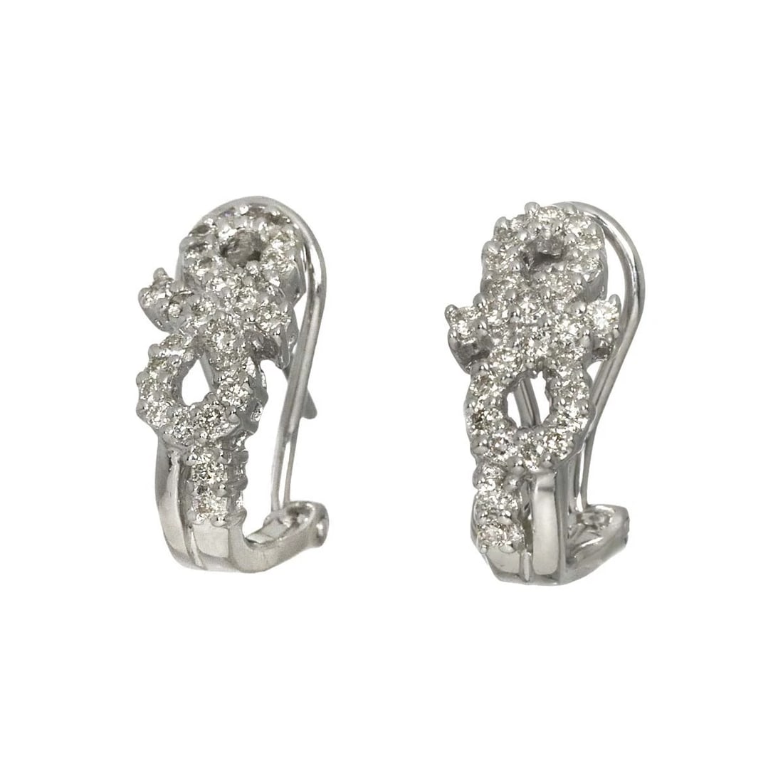 DIAMOND EARRINGS PIERCED 14K K14 WG: Diamond Earrings Pierced 14K K14 WG Brand: Unbranded Type/Style: Earrings Material: 750 White Gold, Main Stone Natural Color: White Gold Size: W 7.6 x H 15.9mm Accessories: None Accessories Notice: