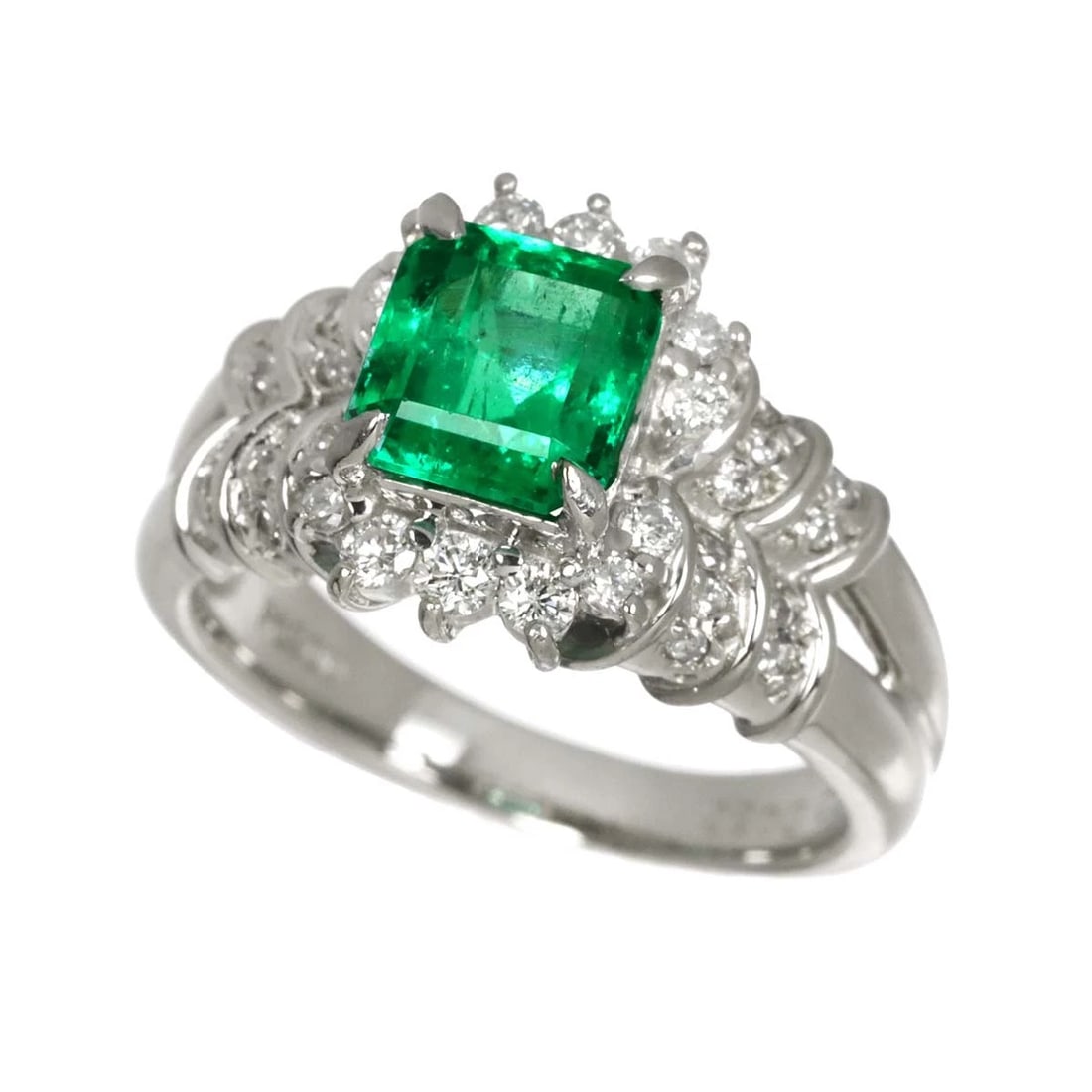 EMERALD DIAMOND RING PT PLATINUM - 3