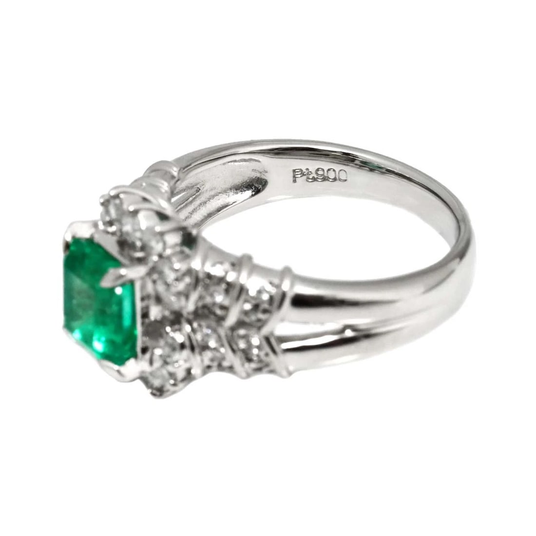 EMERALD DIAMOND RING PT PLATINUM - 4