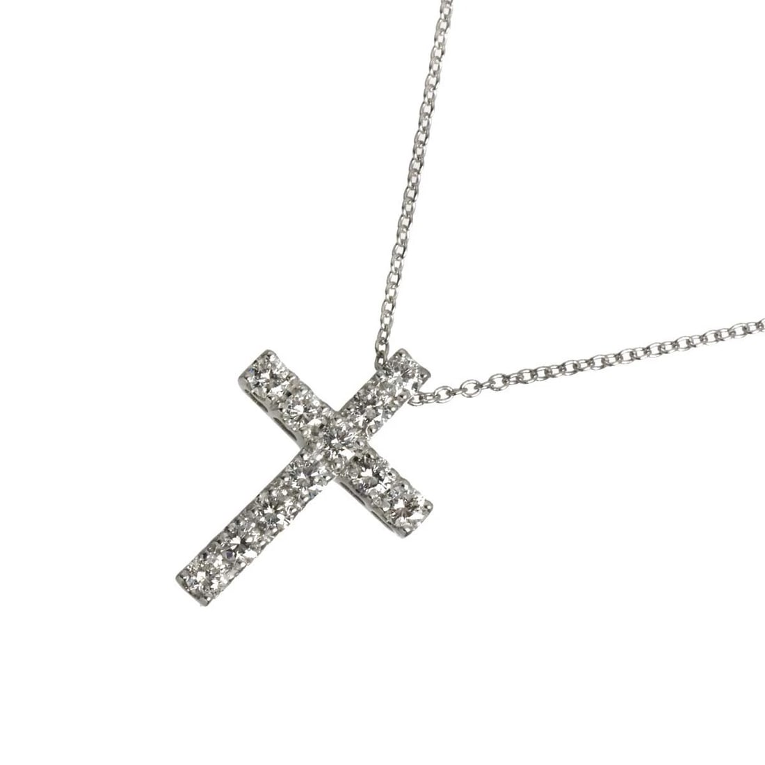 PONTE VECCHIO CROSS MOTIF DIAMOND NECKLACE 18K WHITE GOLD 750: Ponte Vecchio Cross Motif Diamond Necklace 18K White Gold 750 Brand: Ponte Vecchio Type/Style: Necklace Material: 750 White Gold, Main Stone Natural Color: White Gold Size: internal circumference of t