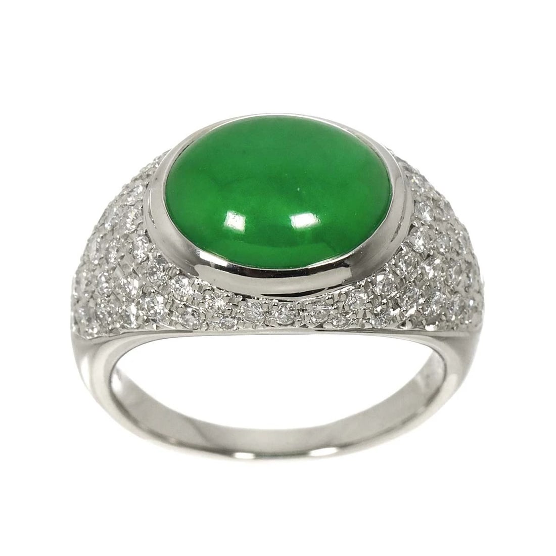 JADE DIAMOND RING PT PLATINUM - 2