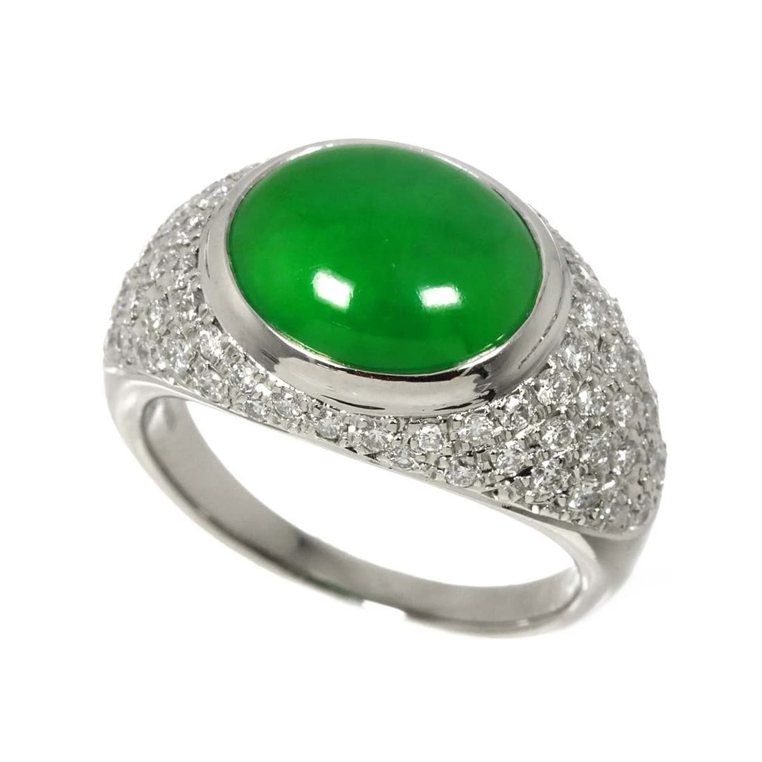 JADE DIAMOND RING PT PLATINUM - 3