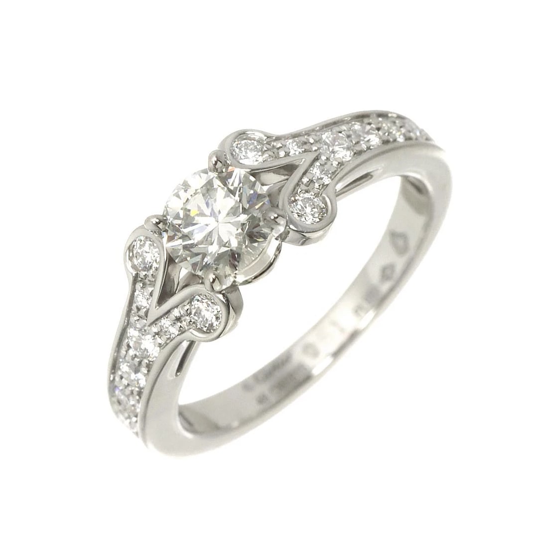 CARTIER BALLERINE DIAMOND RING PT: Cartier Ballerine Diamond Ring Pt Brand: Cartier Type/Style: Ring Material: Platinum, Main Stone Natural Color: Platinum Size: Marked:48 Size:4.5(US) Width:(max.)6.5mm Thickness:5.9mm Accessories: