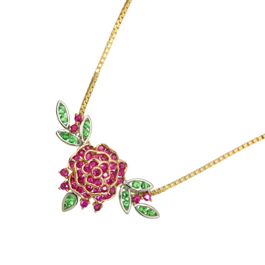 RUBY GARNET NECKLACE 18K YG PG YELLOW PINK GOLD 750: Ruby Garnet Necklace 18K YG PG Yellow Pink Gold 750 Brand: Unbranded Type/Style: Necklace Material: 750 Yellow Gold, Main Stone Ruby Color: Yellow Gold Size: internal circumference of the chain:19.7in