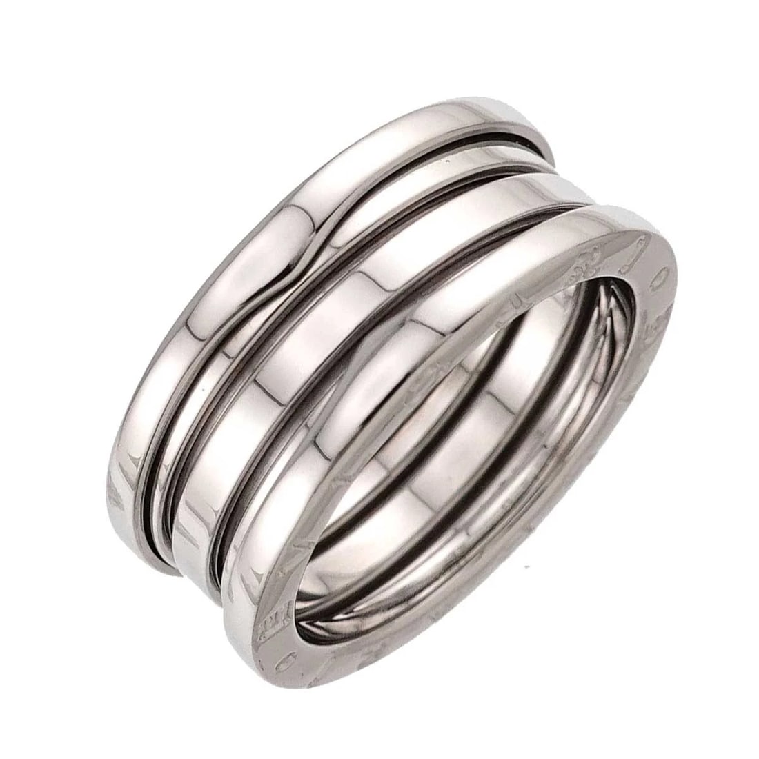 BVLGARI B-ZERO1 3 BAND RING 18K WHITE GOLD 750: BVLGARI B-ZERO1 3 BAND Ring 18K White Gold 750 Brand: BVLGARI Type/Style: Ring Material: 750 White Gold, Color: White Gold Size: 7.75-8(US) Accessories: None Accessories Notice: When purchasing
