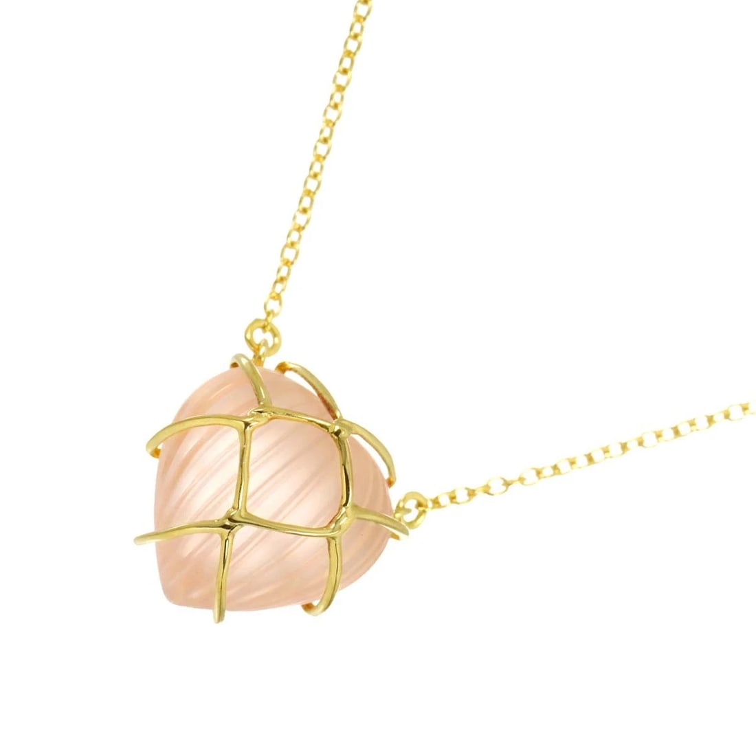 CHRISTIAN DIOR HEART QUARTZ NECKLACE 18K YELLOW GOLD 750: Christian Dior Heart Quartz Necklace 18K Yellow Gold 750 Brand: Christian Dior Type/Style: Necklace Material: 750 Yellow Gold, Main Stone Rose Quartz Color: Yellow Gold Size: internal circumference