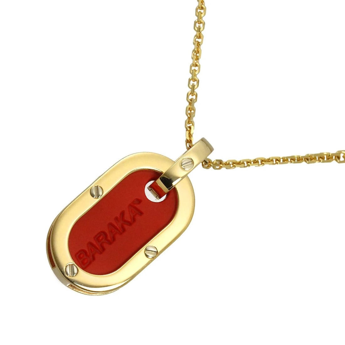 BARAKA RUBBER NECKLACE 18K YELLOW GOLD 750: BARAKA Rubber Necklace 18K Yellow Gold 750 Brand: BARAKA Type/Style: Necklace Material: 750 Yellow Gold, Color: Gold Size: internal circumference of the chain:19.7inch Top Charm:W 16.4 x H 34mm(full l