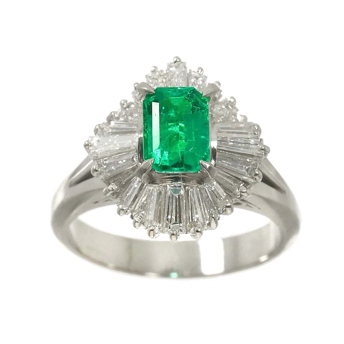EMERALD DIAMOND RING PT PLATINUM - 2