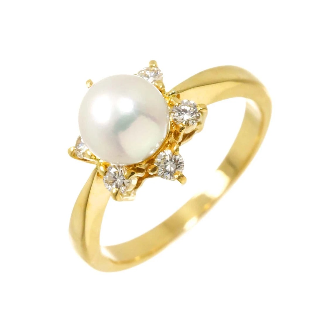 MIKIMOTO AKOYA PEARL DIAMOND RING 18K YG 750: MIKIMOTO Akoya Pearl Diamond Ring 18K YG 750 Brand: MIKIMOTO Type/Style: Ring Material: 750 Yellow Gold, Main Stone Akoya Pearl Color: Yellow Gold Size: 4.5(US) Accessories: None Accessories Notice: