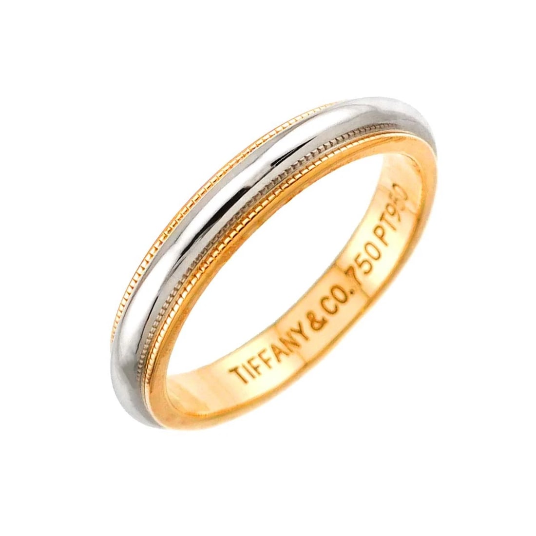 TIFFANY CO. MILGRAIN BAND RING 18K YG 750 PT: TIFFANY Co. Milgrain Band Ring 18K YG 750 Pt Brand: TIFFANY Co. Type/Style: Ring Material: 750 Yellow Gold, Color: Gold Size: 6.75(US) Accessories: None Accessories Notice: When purchasing pre-owned
