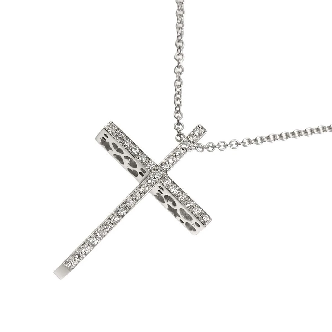 PASQUALE BRUNI DIAMOND SAPPHIRE CROSS NECKLACE 18K WG 750 (1 of 3)