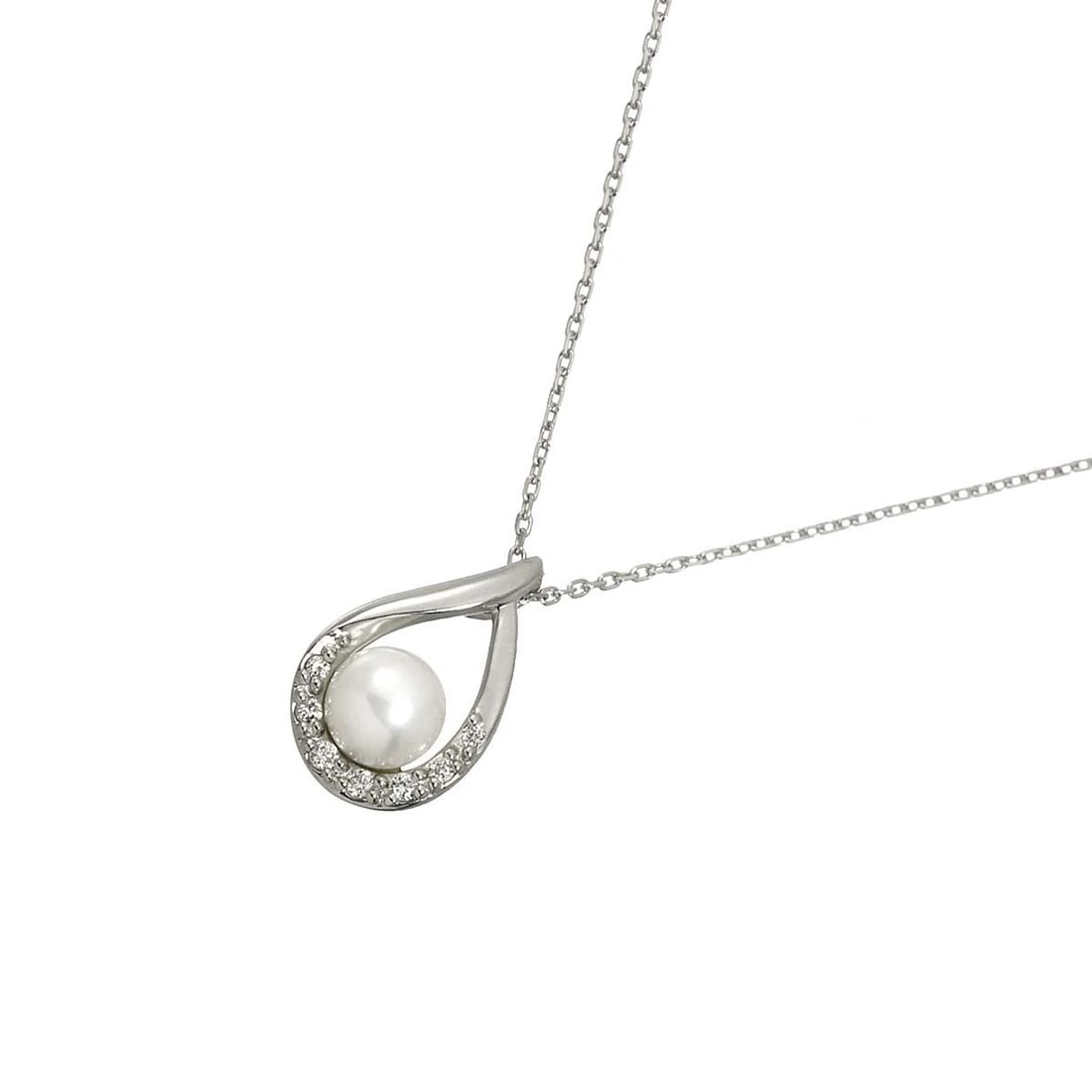 4C BABY PEARL DIAMOND NECKLACE PT PLARINUM (1 of 5)