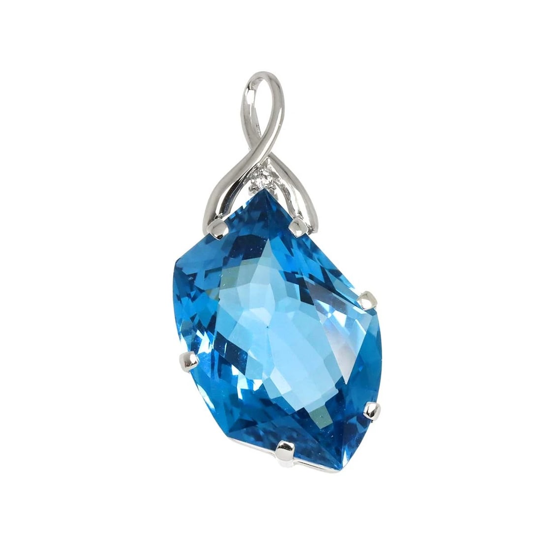 TOPAZ DIAMOND PENDANT TOP 18K K18 WG WHITE GOLD 750 (1 of 4)