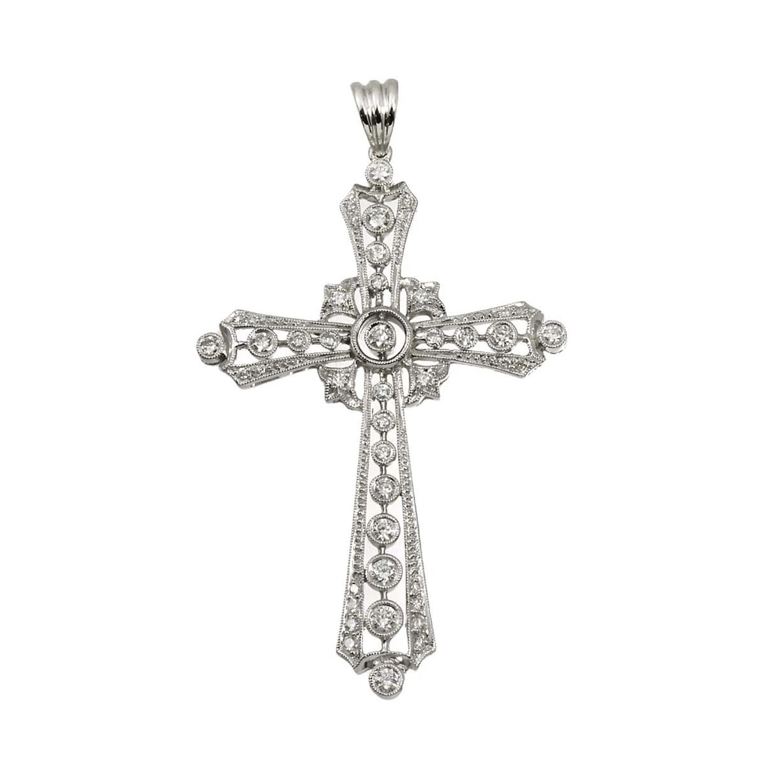 DIAMOND PENDANT TOP 18K WG WHITE GOLD 750: Diamond Pendant Top 18K WG White Gold 750 Brand: Unbranded Type/Style: Pendant Material: 750White Gold, Main Stone Natural Color: White Gold Size: W 35 x H 59.8mm(full length) Thickness:4.2mm bail:(in