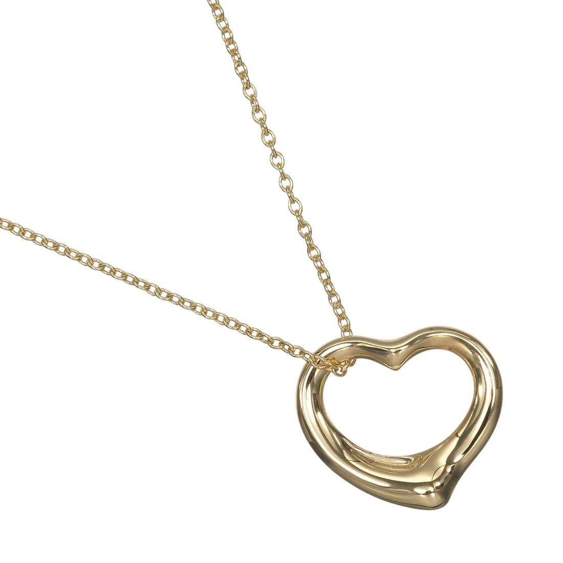 TIFFANY&CO. OPEN HEART NECKLACE: TIFFANY&Co. Open heart Necklace Brand: TIFFANY&Co. Type/Style: Necklace Material: K18 yellow gold, Color: YG Size: Size(CM) Neck around?40cm Top?W15.5mm x H13.5mm Accessories: None Accesso