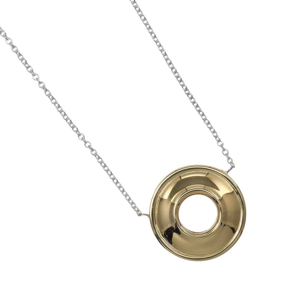 TIFFANY&CO. MAGIC CIRCLE NECKLACE: TIFFANY&Co. magic circle Necklace Brand: TIFFANY&Co. Type/Style: Necklace Material: Silver925 K18 yellow gold, Color: Silver YG Size: Size(CM) Neck around?40cm Top?W15.3mm x H15.3mm Accessories: N