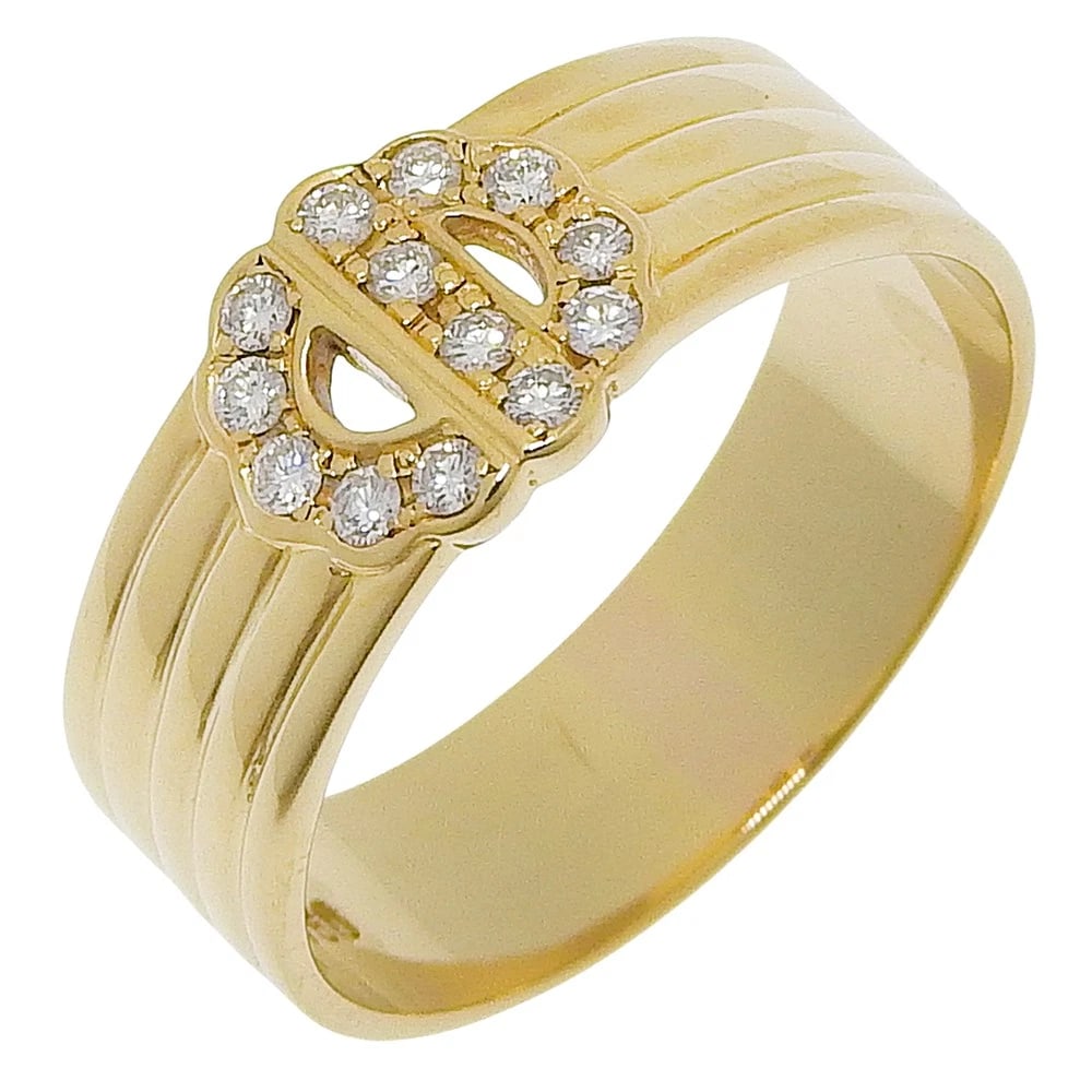 DIOR RING K18 YELLOW GOLD/DIAMOND: Dior Ring K18 yellow gold/diamond Brand: Dior Type/Style: Ring Material: K18 yellow gold, Color: YG Size: 6.4(US Size) Accessories: None Accessories Notice: When purchasing pre-owned goods