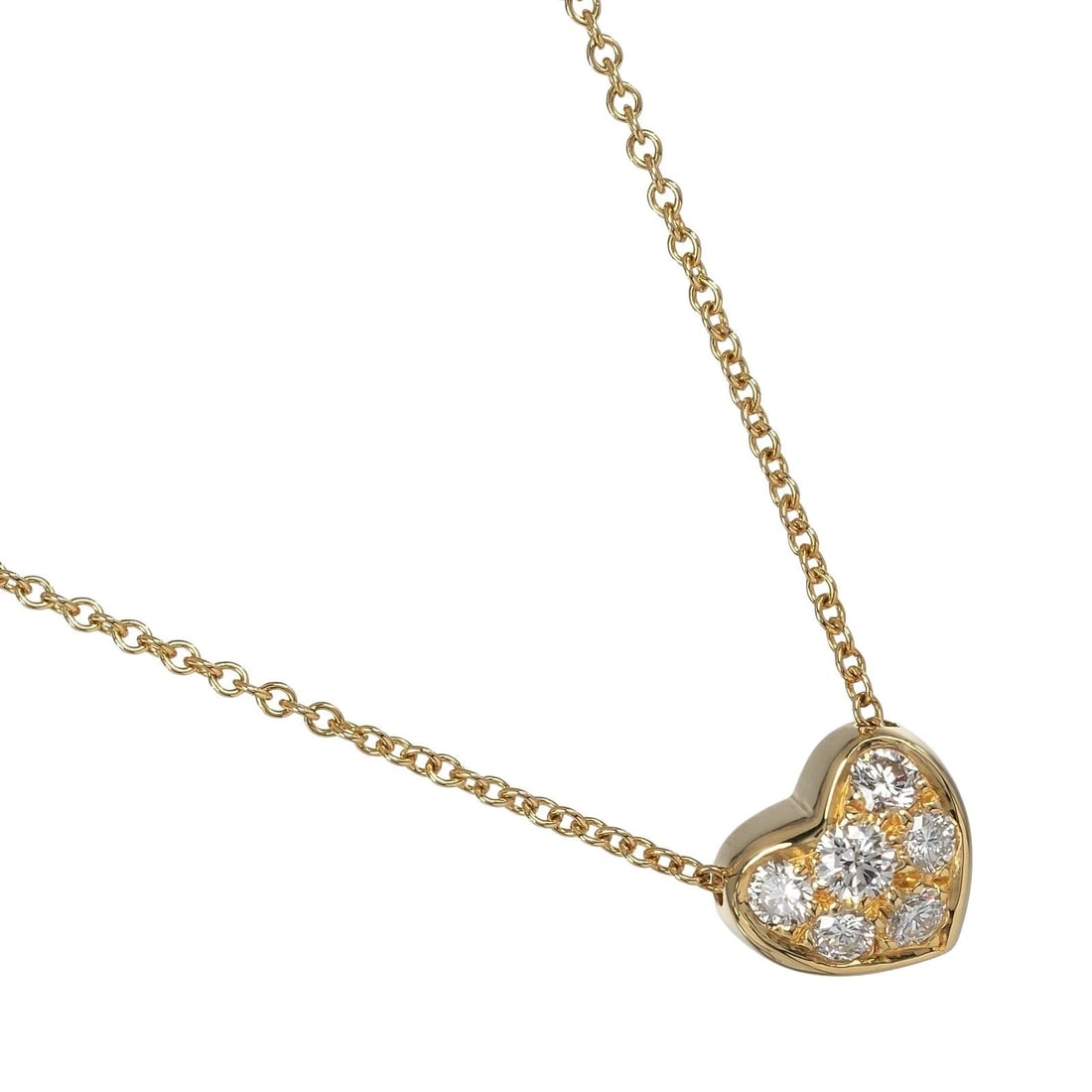 TIFFANY&CO. PAVE HEART NECKLACE: TIFFANY&Co. Pave heart Necklace Brand: TIFFANY&Co. Type/Style: Necklace Material: K18 yellow gold, Color: YG Size: Size(CM) Neck around?40cm Top?W8.51mm x H7.44mm Accessories: None Accessories