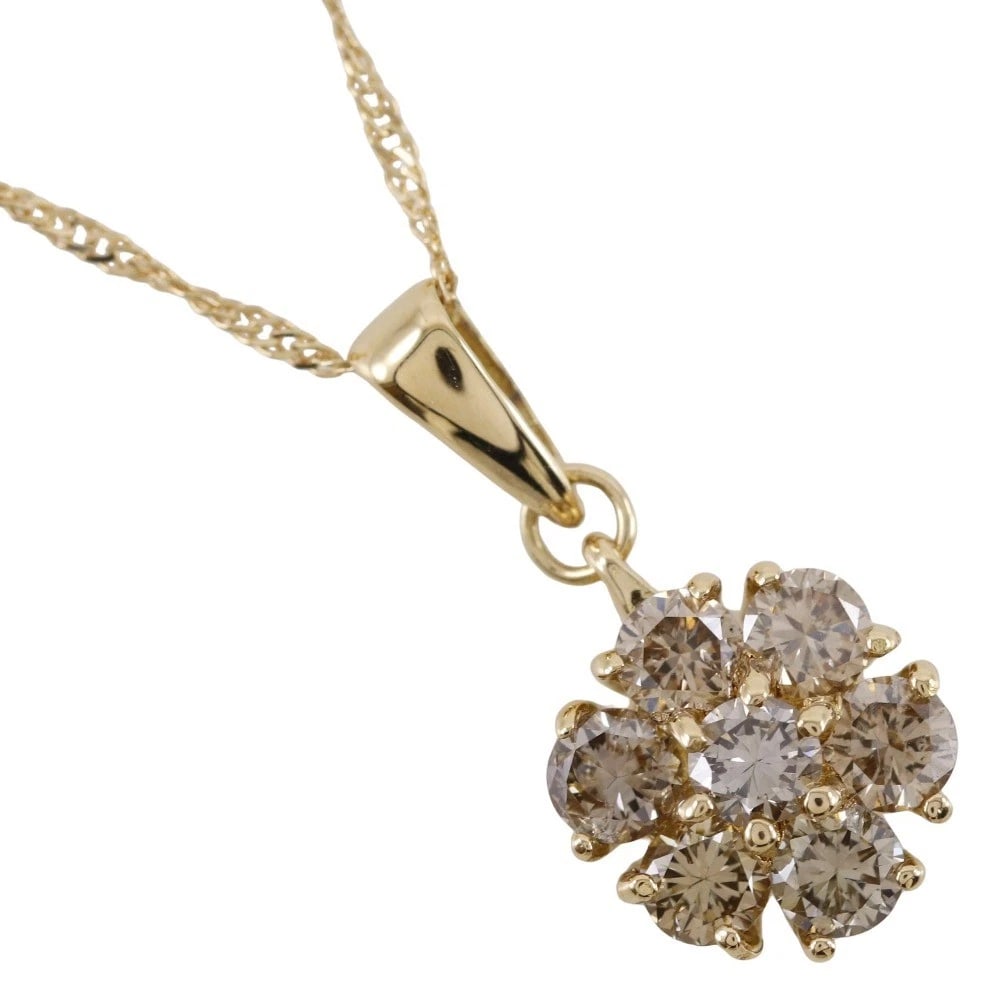 FLOUR NECKLACE DIAMOND K18 YELLOW GOLD: flour Necklace diamond K18 yellow gold Brand: no brand Type/Style: Necklace Material: K18 yellow gold, Color: YG Size: Size(CM) Neck around?40.0cm Top?W8mm x H16mm Accessories: None Accessories