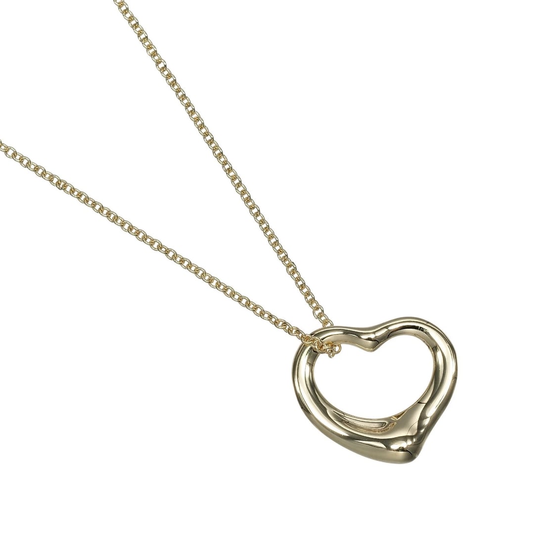 TIFFANY&CO. OPEN HEART NECKLACE: TIFFANY&Co. Open heart Necklace Brand: TIFFANY&Co. Type/Style: Necklace Material: K18 yellow gold, Color: YG Size: Size(CM) Neck around?40cm Top?W15.6mm x H13.8mm Accessories: None Accessories