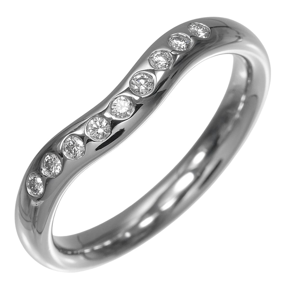 TIFFANY&CO. CURVED BAND RING PT950PLATINUM: TIFFANY&Co. Curved band Ring Pt950Platinum Brand: TIFFANY&Co. Type/Style: Ring Material: Pt950Platinum, Color: Silver Size: 6.4(US Size) Accessories: None Accessories Notice: When purchasing