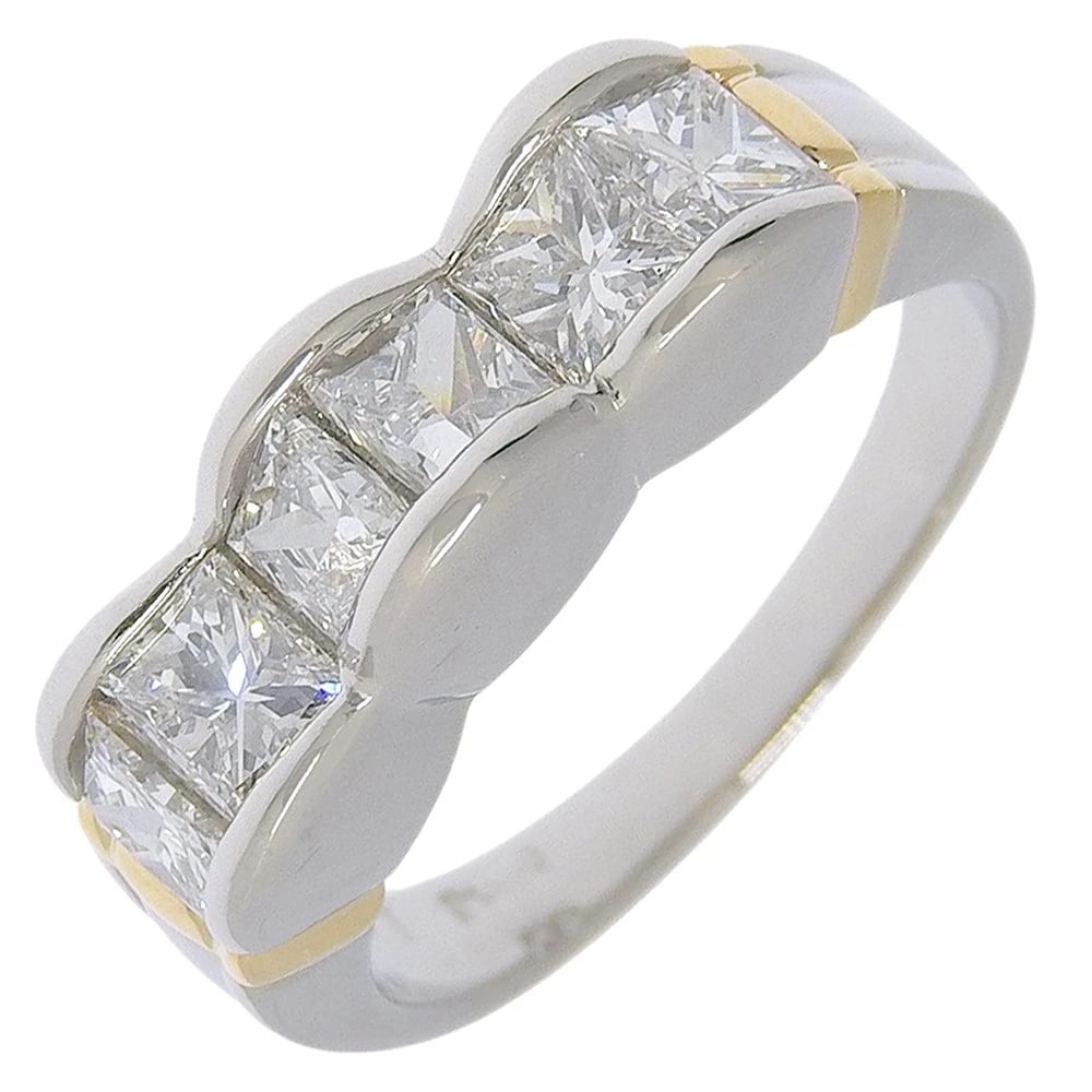 RING PT900PLATINUM/K18 YELLOW GOLD: Ring Pt900Platinum/K18 yellow gold Brand: no brand Type/Style: Ring Material: Pt900Platinum K18 yellow gold, Color: Silver YG Size: 6.0(US Size) Accessories: None Accessories Notice: When purchasing