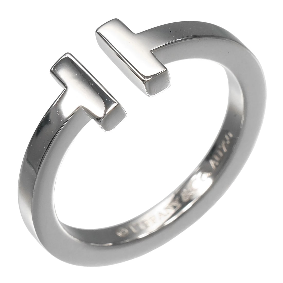 TIFFANY&CO. T SQUARE RING: TIFFANY&Co. T square Ring Brand: TIFFANY&Co. Type/Style: Ring Material: K18 white gold, Color: Silver Size: 8.8(US Size) Accessories: None Accessories Notice: When purchasing pre-owned goods, please