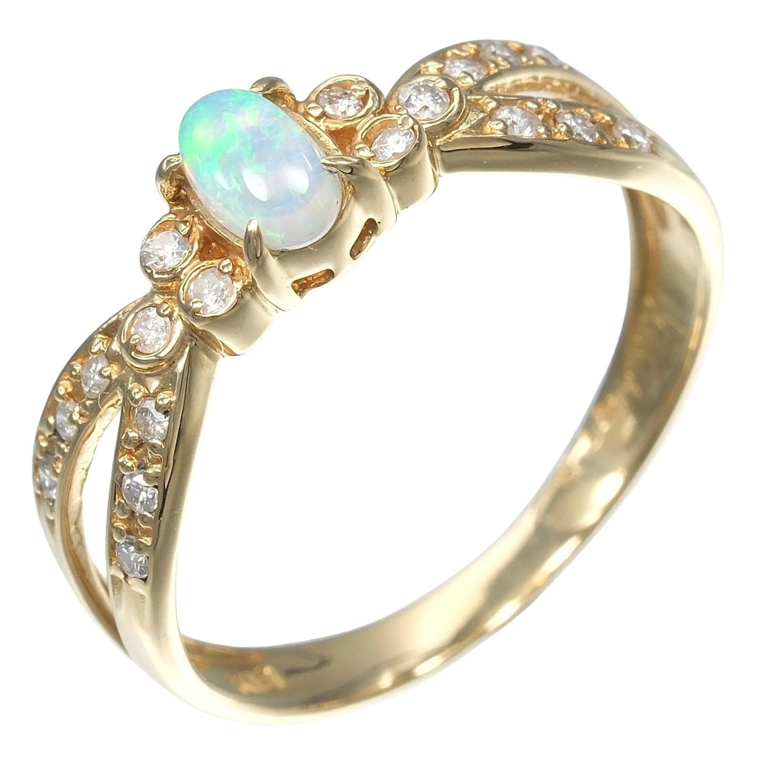 RING K18 YELLOW GOLD/OPAL/DIAMOND: Ring K18 yellow gold/opal/diamond Brand: no brand Type/Style: Ring Material: K18 yellow gold, Color: YG Size: 4.7(US Size) Accessories: None Accessories Notice: When purchasing pre-owned goods,