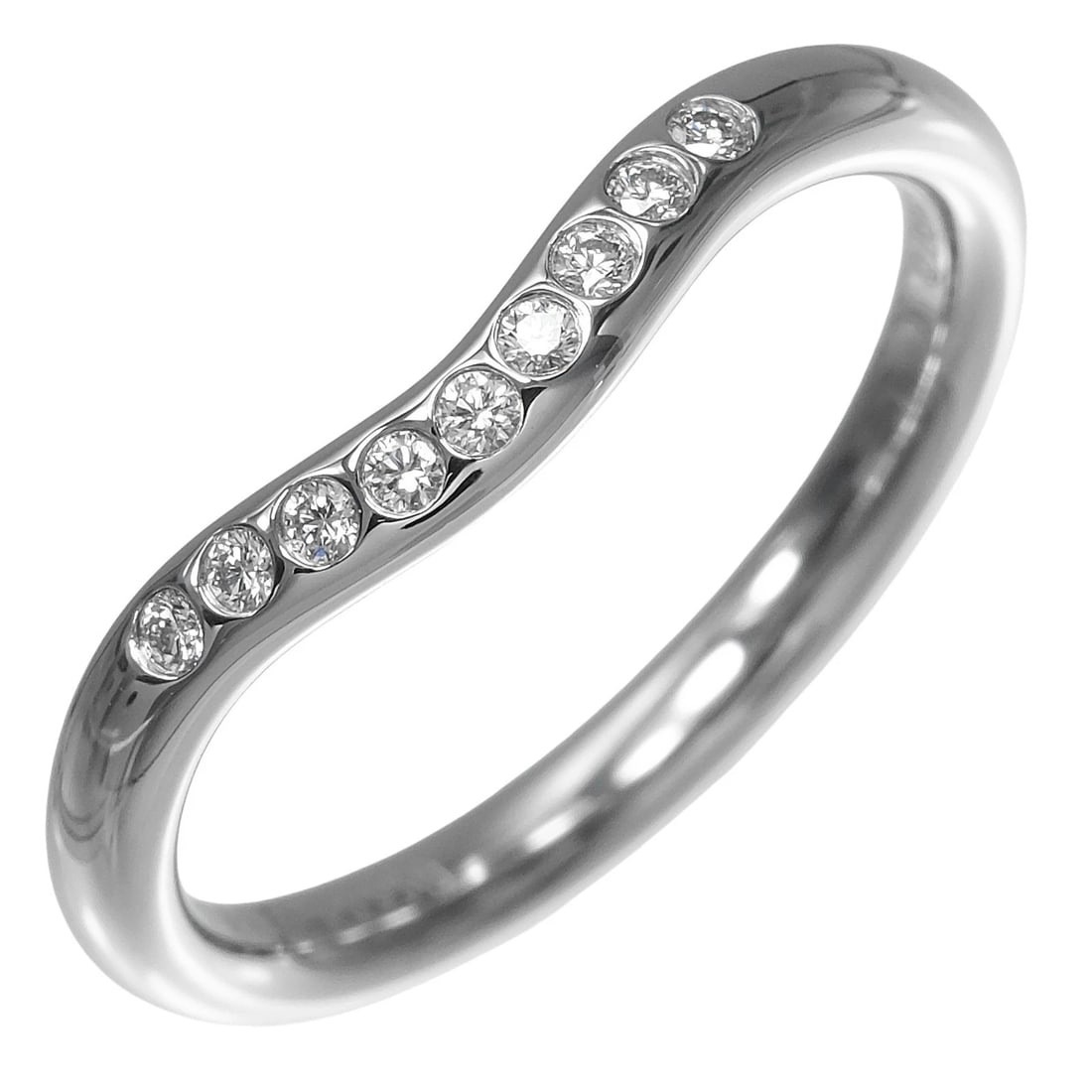TIFFANY&CO. CURVED BAND RING PT950PLATINUM: TIFFANY&Co. Curved band Ring Pt950Platinum Brand: TIFFANY&Co. Type/Style: Ring Material: Pt950Platinum, Color: Silver Size: 4.1(US Size) Accessories: None Accessories Notice: When purchasing