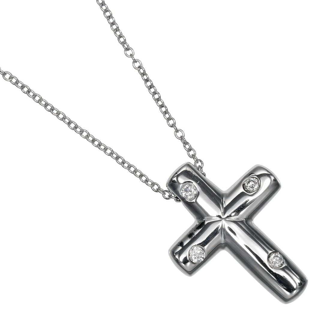 TIFFANY&CO. DOT CROSS NECKLACE: TIFFANY&Co. Dot cross Necklace Brand: TIFFANY&Co. Type/Style: Necklace Material: Pt950Platinum, Color: Silver Size: Size(CM) Neck around?40cm Top?W15.61mm x H20.4mm Accessories: None Accessories