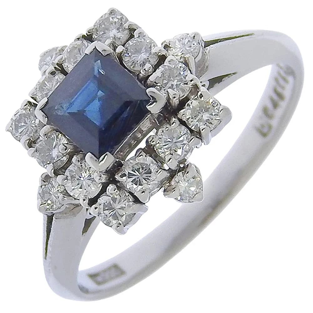 RING PT900PLATINUM/SAPPHIRE/DIAMOND: Ring Pt900Platinum/sapphire/diamond Brand: no brand Type/Style: Ring Material: Pt900Platinum, Main Stone sapphire Color: Silver Size: 6.2(US Size) Accessories: None Accessories Notice: When