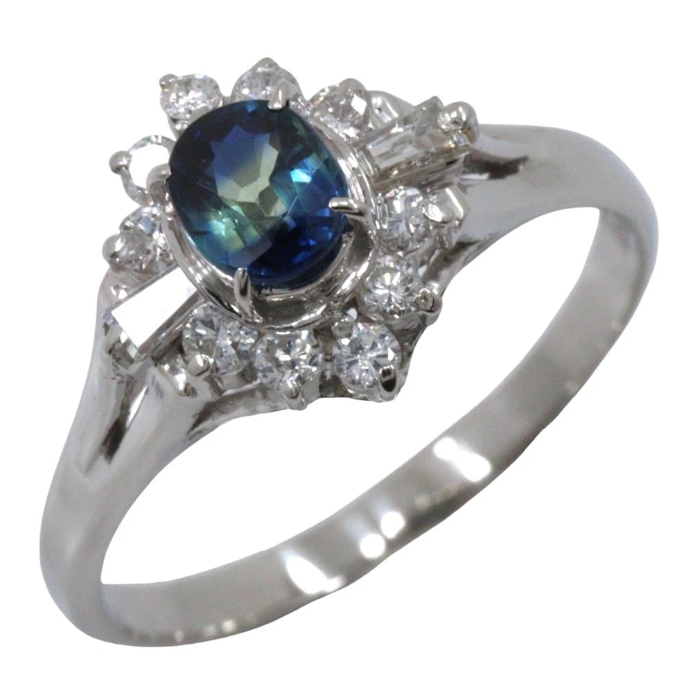 RING PT900PLATINUM/SAPPHIRE/DIAMOND: Ring Pt900Platinum/sapphire/diamond Brand: no brand Type/Style: Ring Material: Pt900Platinum, Main Stone sapphire Color: Silver Size: 5.4(US Size) Accessories: None Accessories Notice: When