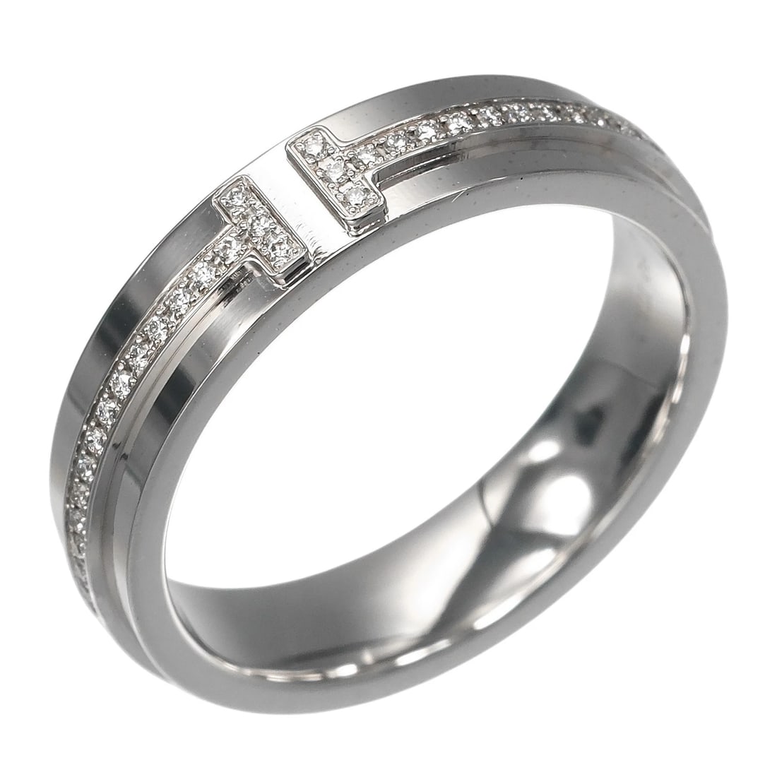TIFFANY&CO. T NARROW RING K18 WHITE GOLD: TIFFANY&Co. T narrow Ring K18 white gold Brand: TIFFANY&Co. Type/Style: Ring Material: K18 white gold, Color: Silver Size: 5.8(US Size) Accessories: None Accessories Notice: When purchasing pre-owned