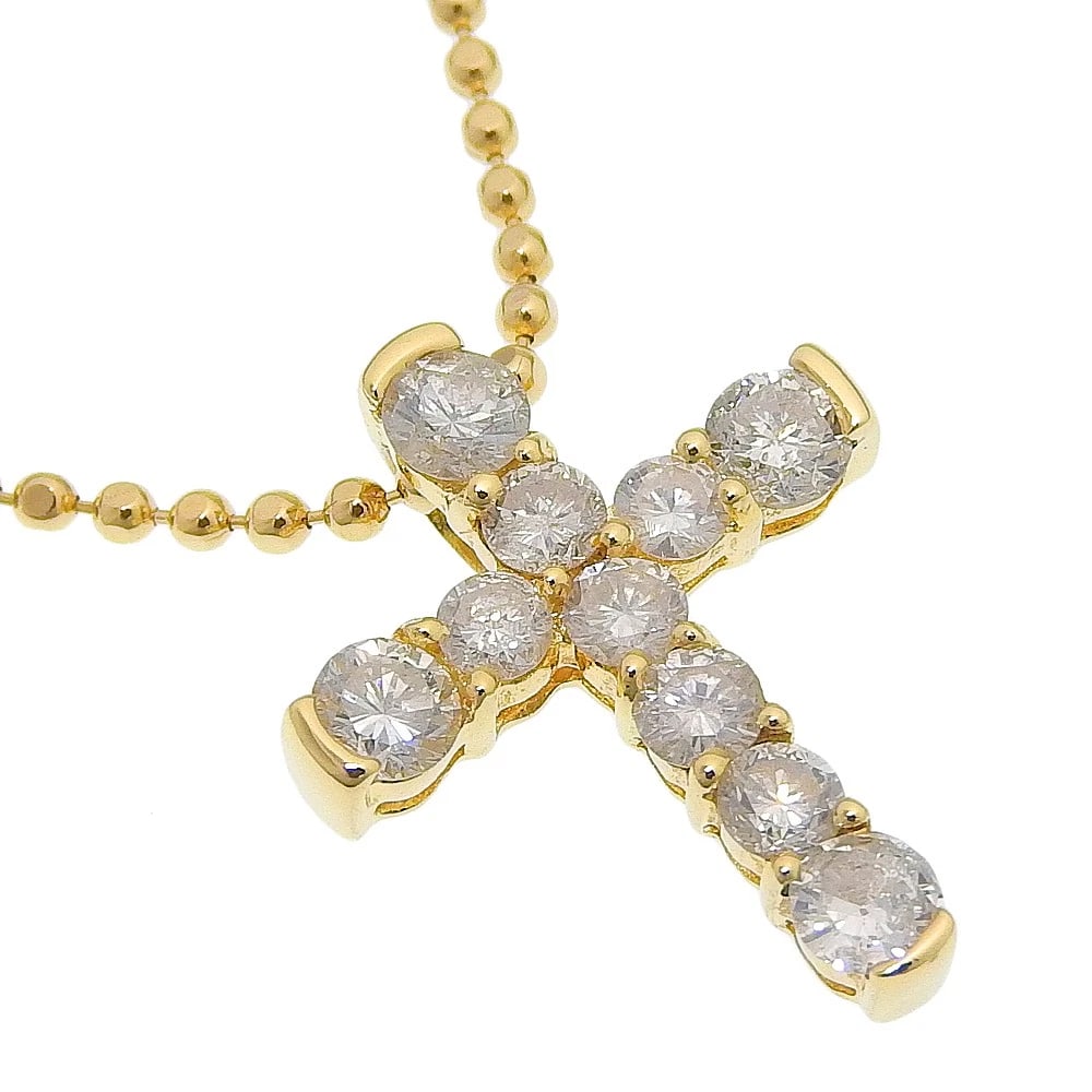 CROSS NECKLACE K18 YELLOW GOLD/DIAMOND: cross Necklace K18 yellow gold/diamond Brand: no brand Type/Style: Necklace Material: K18 yellow gold, Color: YG Size: Size(CM) Neck around?40cm Top?W15mm x H18mm Accessories: None Accessories
