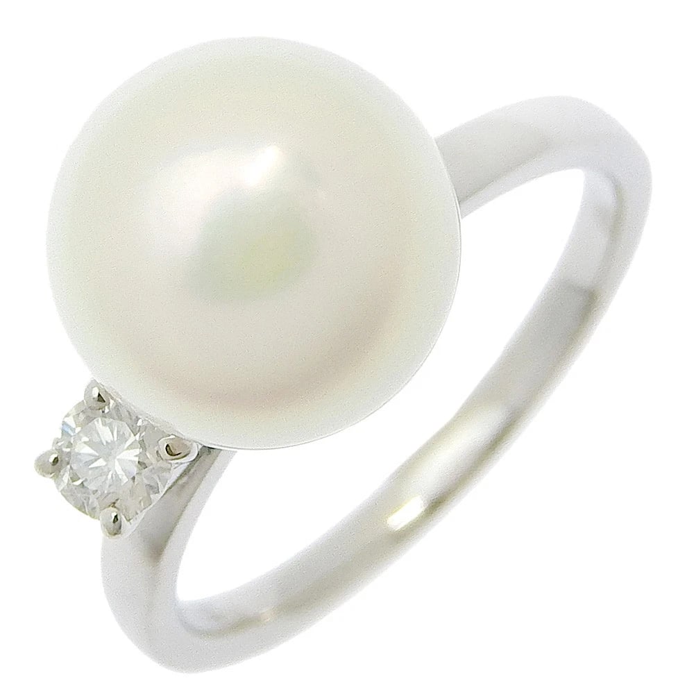 PEARL RING PT900PLATINUM/AKOYA PEARL/DIAMOND: Pearl Ring Pt900Platinum/Akoya Pearl/diamond Brand: no brand Type/Style: Ring Material: Pt900Platinum, Main Stone Akoya Pearl Color: Silver Size: 4.9(US Size) Accessories: None Accessories Notice:
