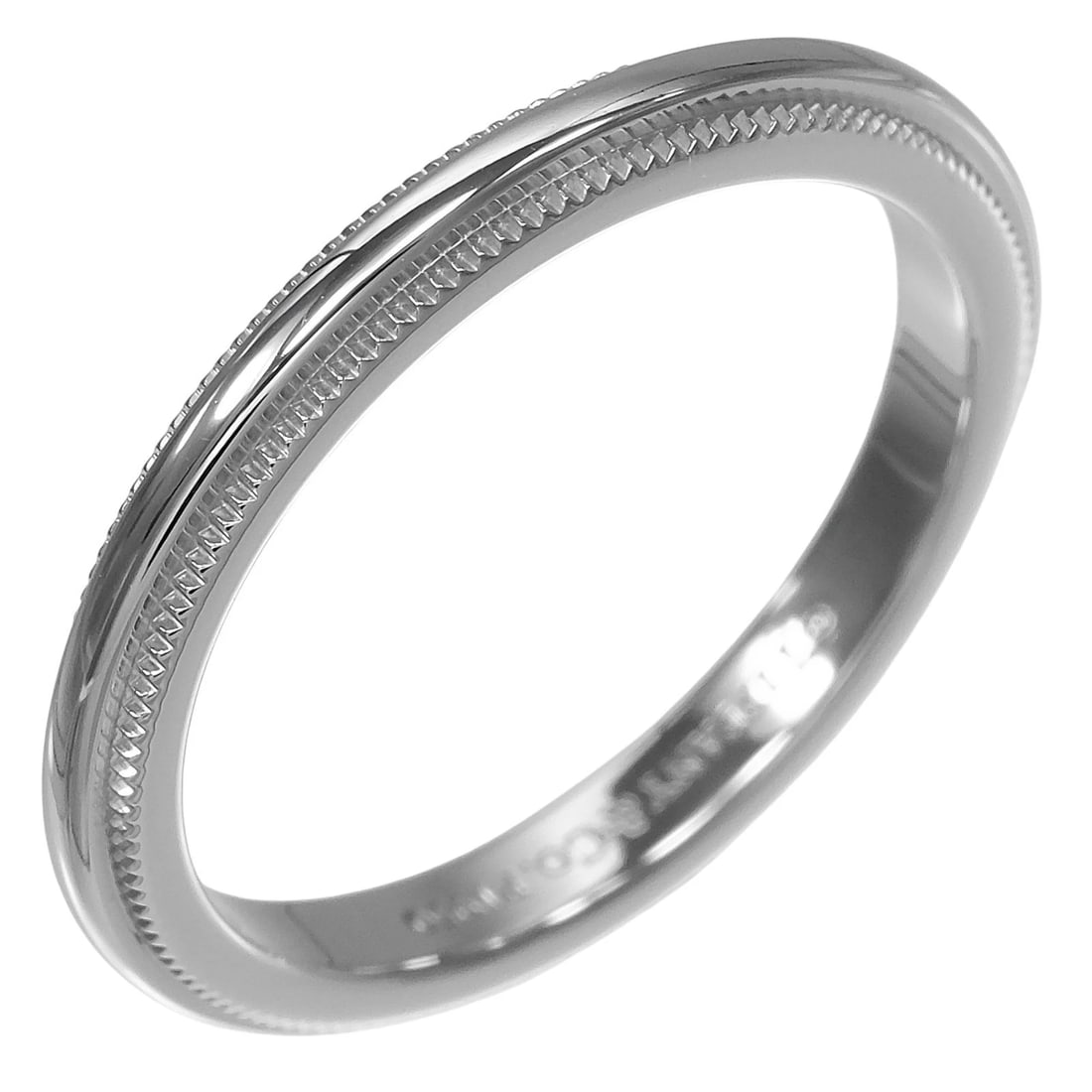 TIFFANY&CO. MILGRAIN TO GATHERED RING: TIFFANY&Co. Milgrain To Gathered Ring Brand: TIFFANY&Co. Type/Style: Ring Material: Pt950Platinum, Color: Silver Size: 3.7(US Size) Accessories: None Accessories Notice: When purchasing pr