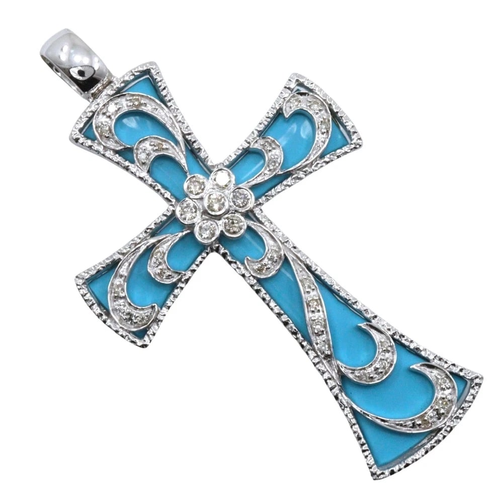 CROSS PENDANT TOP K18 WHITE GOLD: cross Pendant top K18 white gold Brand: no brand Type/Style: Pendant top Material: K18 white gold, Color: Silver Size: Size(CM) Top?W30mm x H52mm Accessories: None Accessories Notice: When purchasing