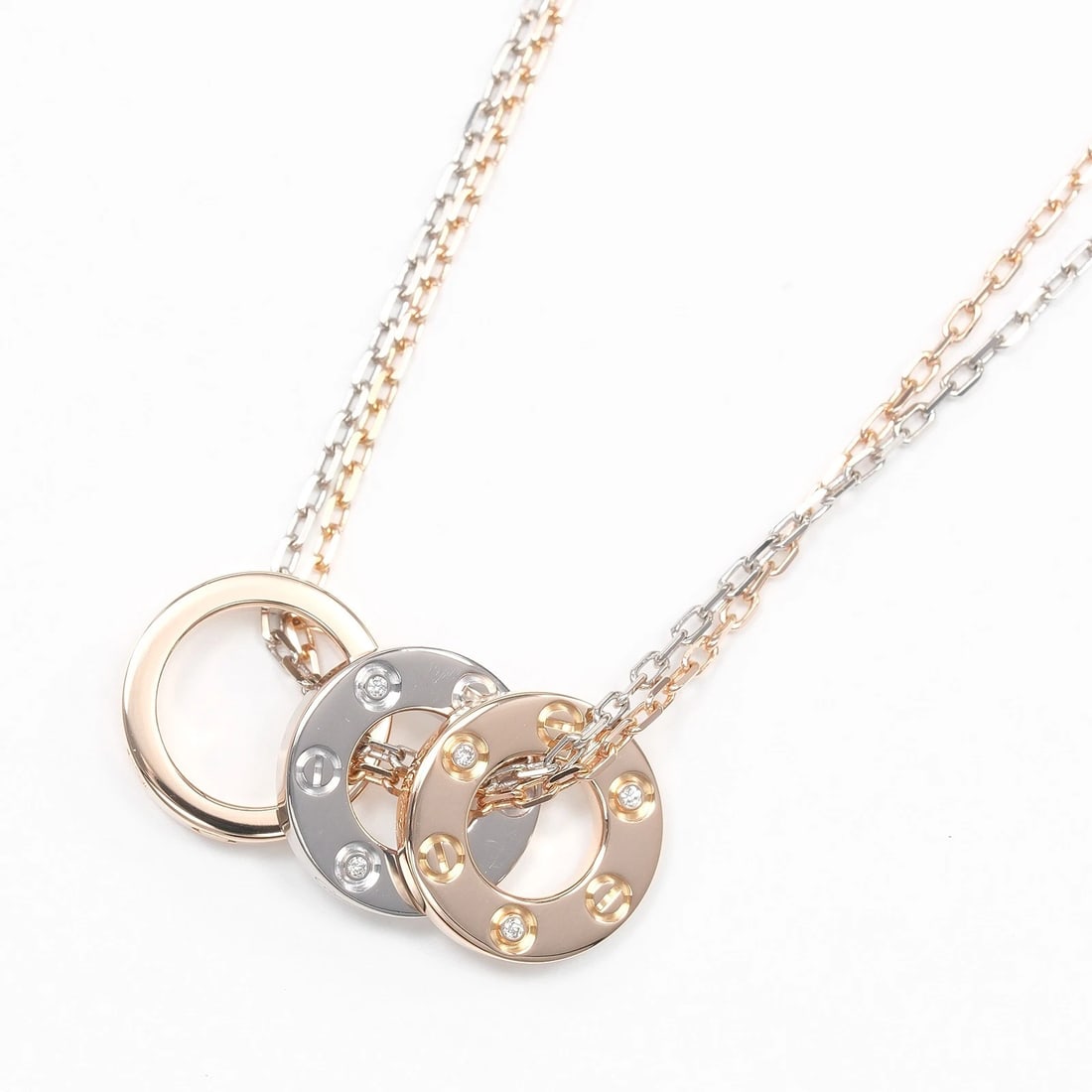 CARTIER LOVE SLEOOP NECKLACE: CARTIER Love Sleoop Necklace Brand: CARTIER Type/Style: Necklace Material: K18 Pink Gold/K18 white gold, Color: PG WG Size: Size(CM) Neck around?40cm Accessories: None Accessories Notice: When