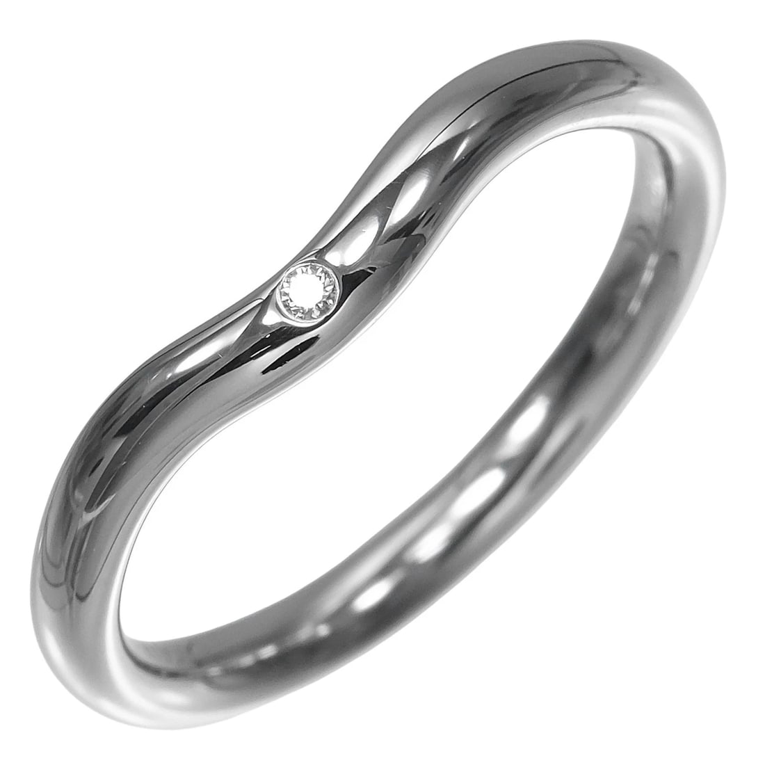 TIFFANY&CO. CURVED BAND RING PT950PLATINUM/DIAMOND: TIFFANY&Co. Curved band Ring Pt950Platinum/diamond Brand: TIFFANY&Co. Type/Style: Ring Material: Pt950Platinum, Color: Silver Size: 4.9(US Size) Accessories: None Accessories Notice: When purchasing