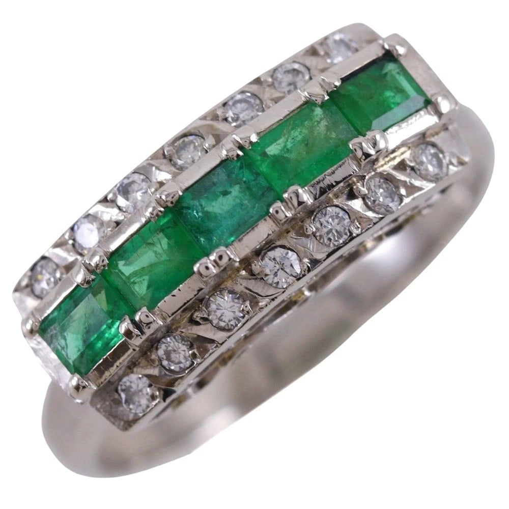 ONE CHARACTER RING PT900PLATINUM.: One character Ring Pt900Platinum. Brand: no brand Type/Style: Ring Material: Pt900Platinum, Main Stone Emerald Color: Silver Size: 8.0(US Size) Accessories: None Accessories Notice: When purchasing