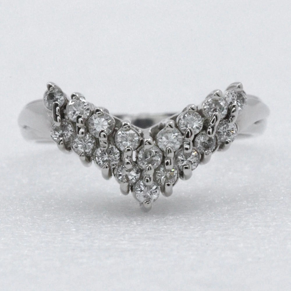 V CHARACTER RING PT900PLATINUM/DIAMOND - 4