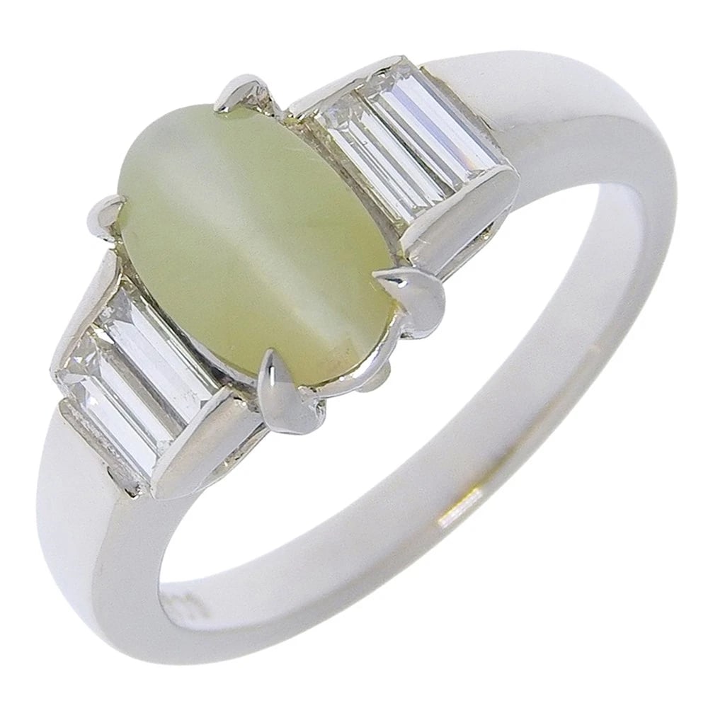 RING PT900PLATINUM/CHRYSOBELL CAT'S EYE: Ring Pt900Platinum/Chrysobell Cat's Eye Brand: no brand Type/Style: Ring Material: Pt900Platinum, Main Stone Chrysobell Cat's Eye Color: Silver Size: 6.2(US Size) Accessories: None Accesso