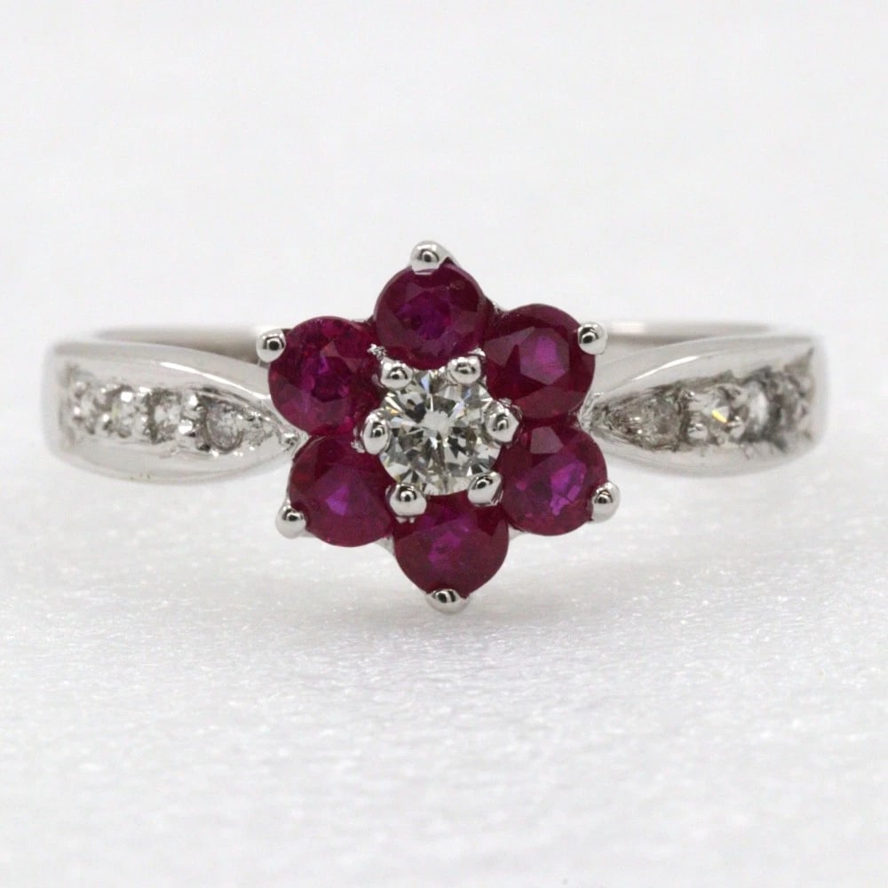 FLOUR RING K18 WHITE GOLD - 4