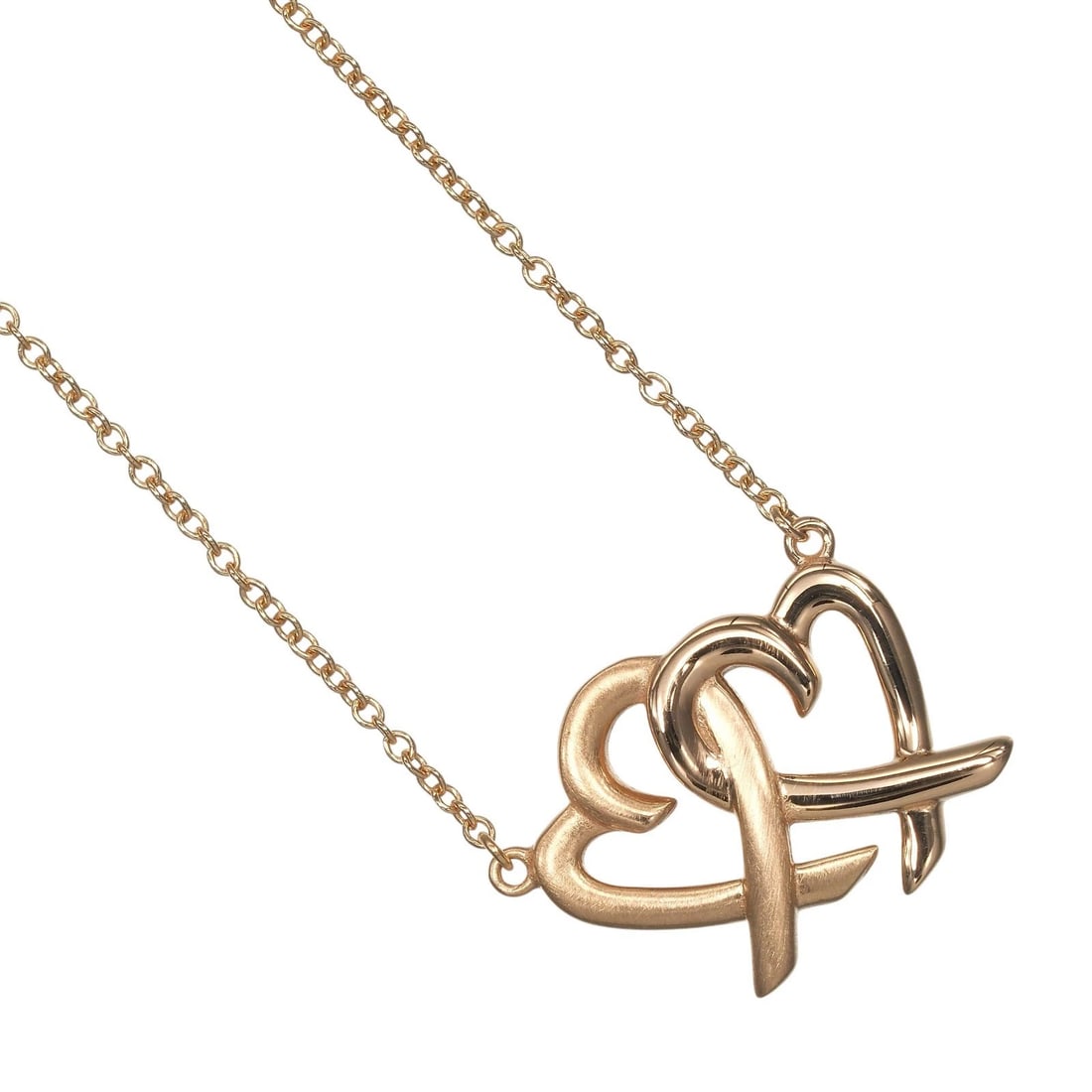 TIFFANY&CO. DOUBLE LOVING HEART NECKLACE: TIFFANY&Co. Double Loving Heart Necklace Brand: TIFFANY&Co. Type/Style: Necklace Material: K18 Pink Gold, Color: PG Size: Size(CM) Neck around?40cm Top?W16mm x H13mm Accessories: None Acce