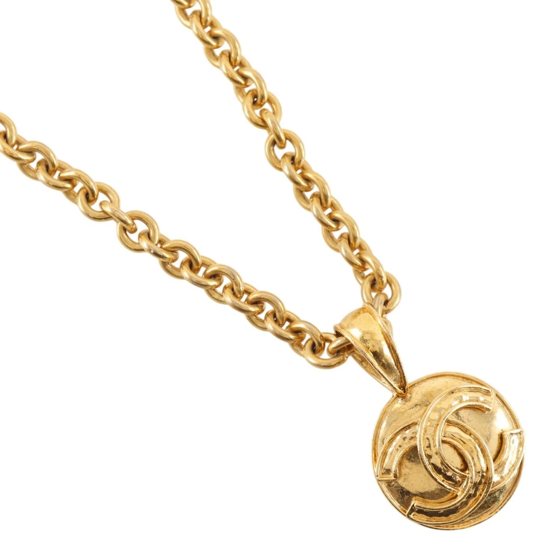 CHANEL COCO MARK NECKLACE: CHANEL COCO Mark Necklace Brand: CHANEL Type/Style: Necklace Material: Plated Gold, Color: Gold Size: Size(CM) Neck around?50.0cm Top?W30mm x H48mm Accessories: None Accessories Notice: When